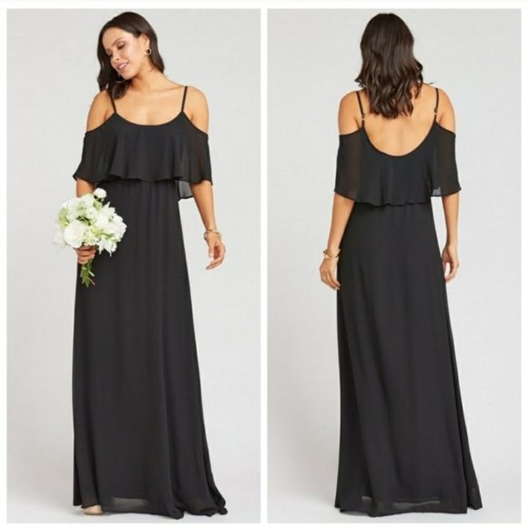 SHOW ME YOUR MUMU Caitlin Ruffle Black Maxi Dress - Picture 1 of 9